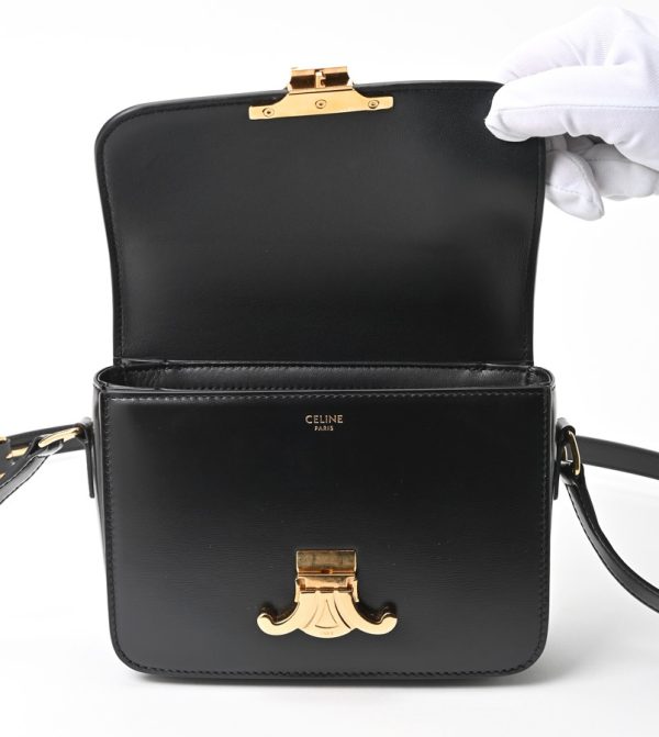 imgrc0105327363 Celine Teen Triomphe Shiny Calfskin Bag Black