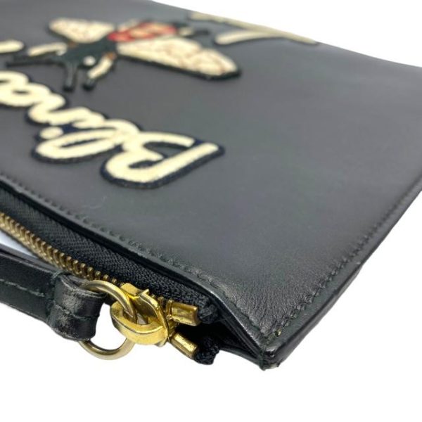 imgrc0113716797 Gucci Clutch Bag Bee Motif Leather Black