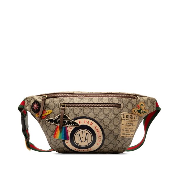 imknftolp0watiss 1 Gucci GG Supreme Courier Waist Pouch Body Bag Brown Leather