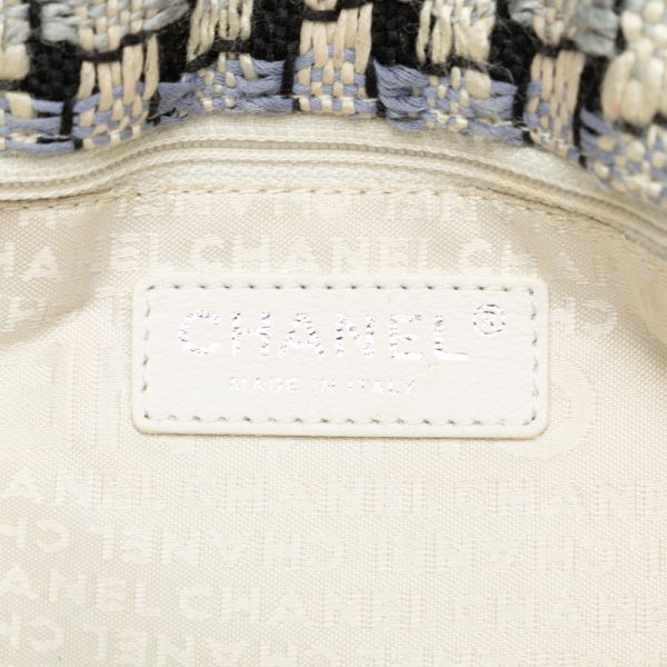 inh0qaz82g3wiksb 7 CHANEL Wild Stitch Coco Mark Tweed Chain Shoulder Bag Blue