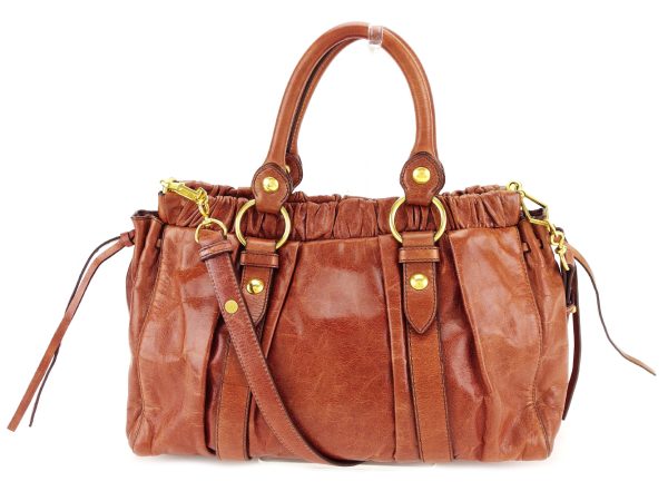 j21576 1 Miu Miu Shoulder Outlet Bag Brown Leather Bag