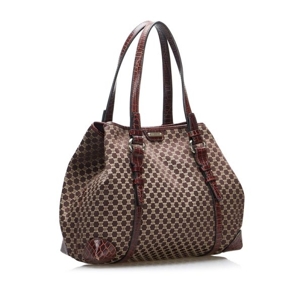 j2ox2qvadgdpatvt 2 Celine Macadam Crocodile Embossed Tote Brown Canvas