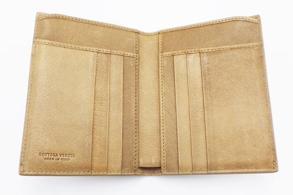 j485 3 Bottega Veneta Leather Bifold Wallet Natural Biege