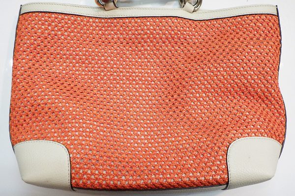 j5261 3 Gucci Bamboo Straw Leather Tote Bag Orange