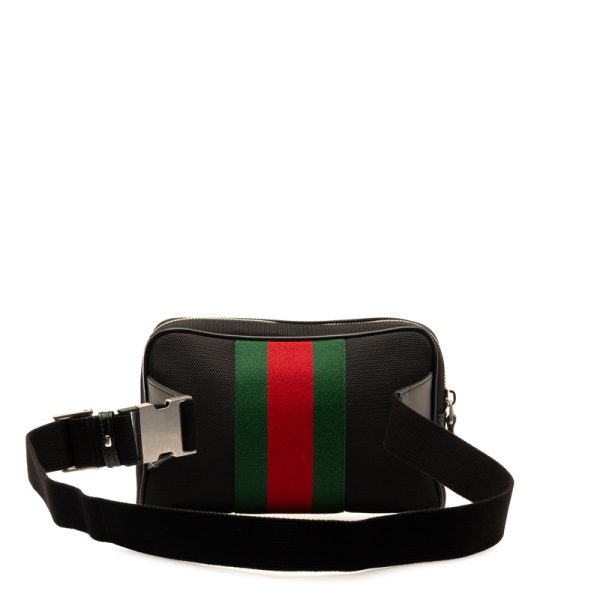 jo4ouwbe7zzycse4 3 Gucci Sherry Line Waist Pouch Body Bag Black Canvas Leather