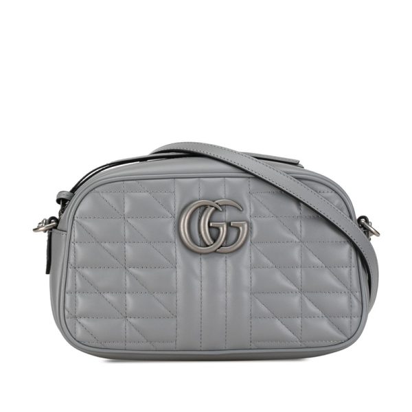 jthnhhs94agk4bpj 1 Gucci GG Marmont Quilted Chain Shoulder Bag Gray Leather