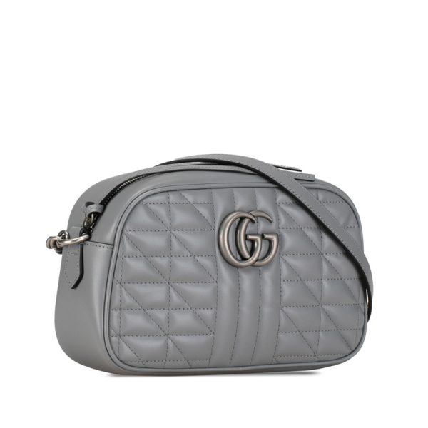 jthnhhs94agk4bpj 2 Gucci GG Marmont Quilted Chain Shoulder Bag Gray Leather