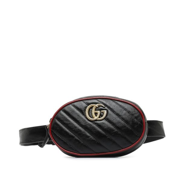 juiq4msphwmx1ohi 1 Gucci GG Marmont Quilted Waist Pouch Body Bag Black