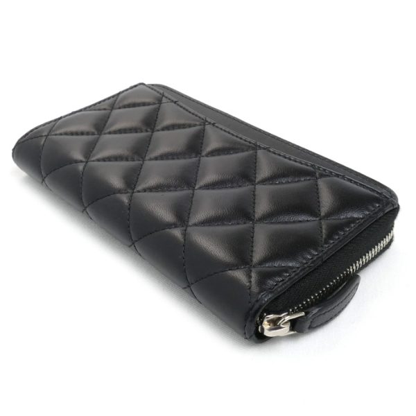 k23 3091 1 2 CHANEL Matelasse Zip Long Compact Wallet Black