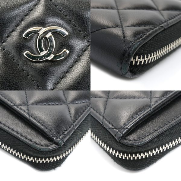 k23 3091 1 6 CHANEL Matelasse Zip Long Compact Wallet Black