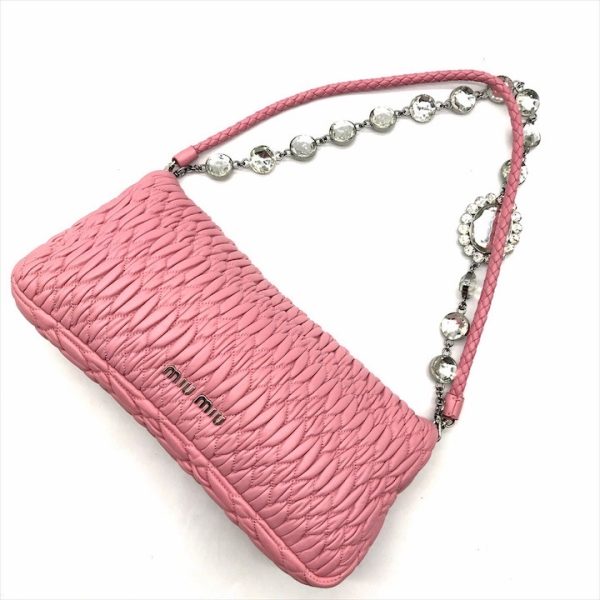 k2457 2 Miu Miu Matelasse stone shoulder bag pink