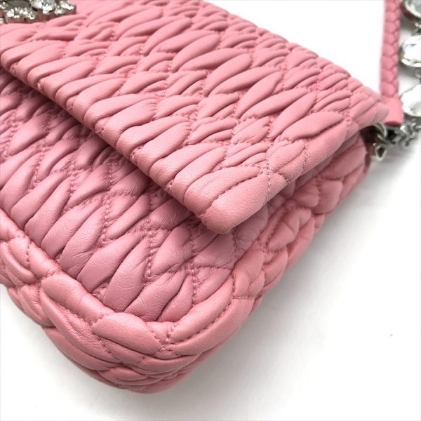 k2457 4 Miu Miu Matelasse stone shoulder bag pink