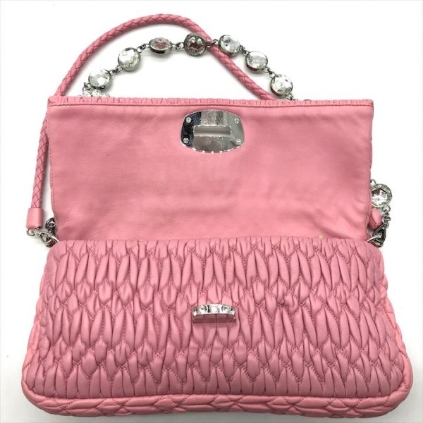 k2457 7 Miu Miu Matelasse stone shoulder bag pink