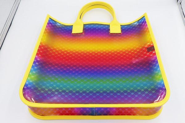 k5176 3 Gucci Vinyl Tote Bag Rainbow