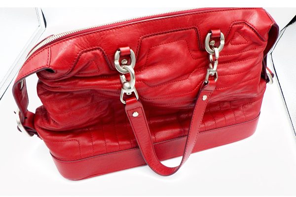 k5581 6 Celine Handbag Leather Red