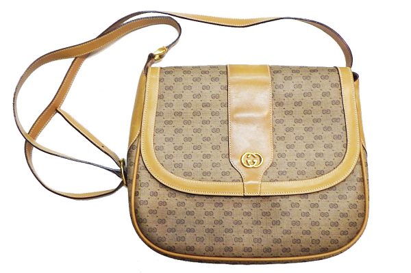 k5863 1 Gucci PVC Leather GG Plus Shoulder Bag Biege