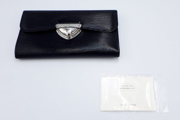 k7492 7 Louis Vuitton Epi Leather Portefeuil Eugenie Wallet Black