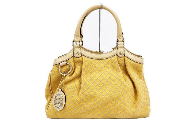 kak6610 1 Gucci Diamante Leather Sookie Bag Yellow