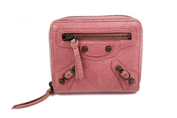 kcbac2276 1 Balenciaga Leather Classic Compact Wallet Pink