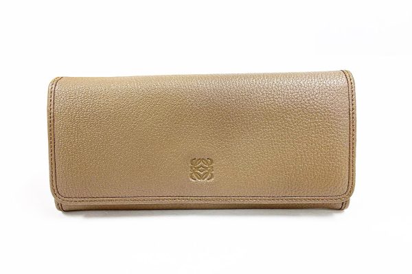 kekw1332 1 Loewe Leather Zip Long Wallet Beige