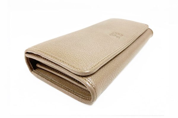 kekw1332 4 Loewe Leather Zip Long Wallet Beige