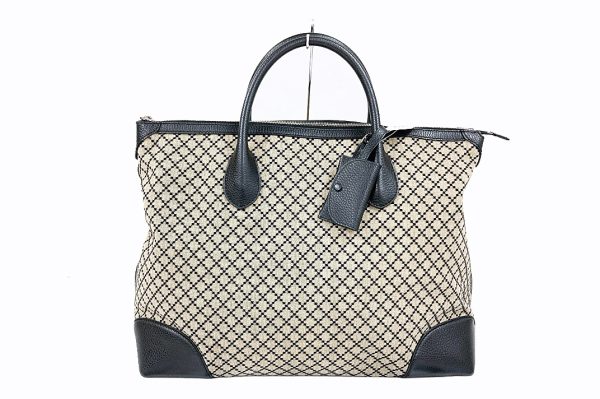 kekw28410 1 Gucci Diamante Canvas Leather Tote Bag Off White