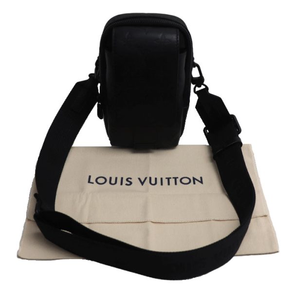 kh24 0612 29 620 LOUIS VUITTON Double Phone Pouch Shoulder Bag Shadow Black