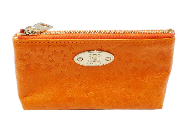 kk5363 1 Celine Macadam Pattern Pouch Leather Orange