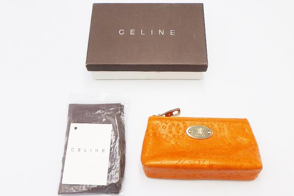 kk5363 6 Celine Macadam Pattern Pouch Leather Orange