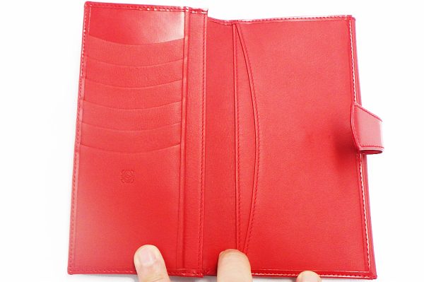 kk5402 5 Loewe Leather W Hook Long Wallet Red