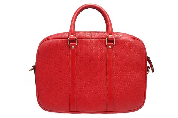 kkb409 2 Gucci Diamante Leather GG Business Bag Red