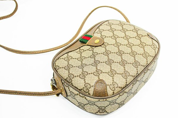 kkm0003 2 Gucci GG Plus Sherry Line Shoulder Bag PVC Leather Biege