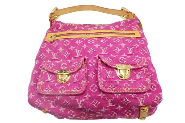 kko06002 1 Louis Vuitton Monogram Denim Baggy Gm Shoulder Bag Pink