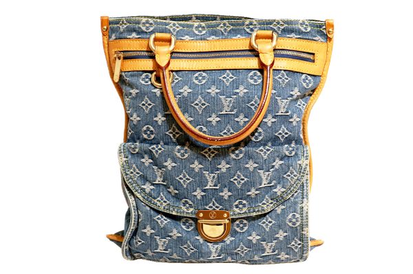 kkv7385 1 Louis Vuitton Flat Shopper Denim Bag Monogram Azure