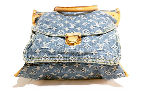 kkv7385 5 Louis Vuitton Flat Shopper Denim Bag Monogram Azure