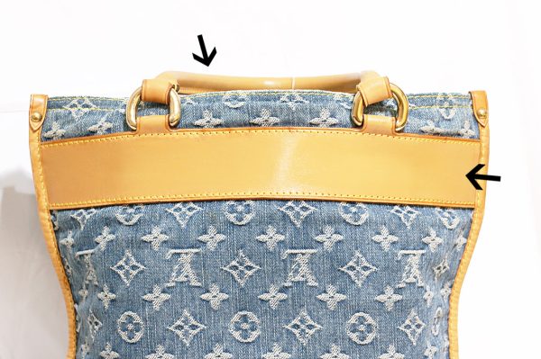 kkv7385 7 Louis Vuitton Flat Shopper Denim Bag Monogram Azure