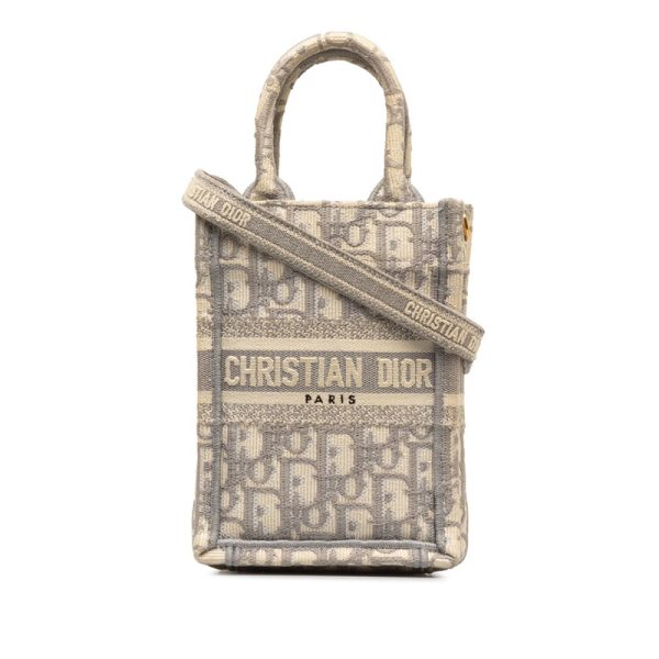 klhnat5idc63794g 1 Dior Oblique Book Tote Mini Bag Jacquard Shoulder Bag Gray