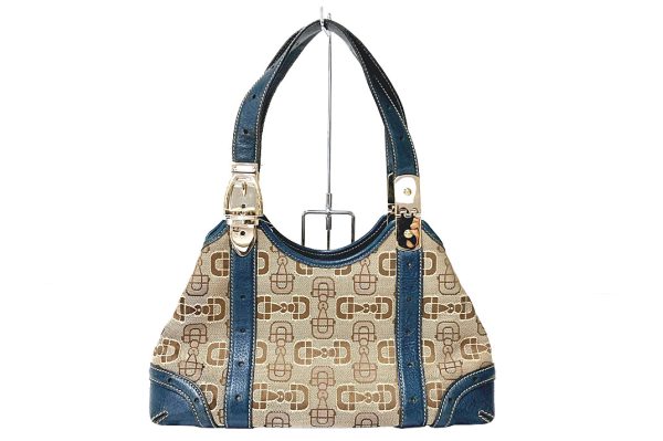 knk5077 1 Gucci Canvas Leather Horsebit Handbag Biege