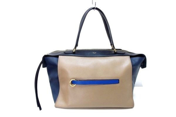 kz4616206117 1 Celine Ring Small Leather Handbag Black Beige Navy