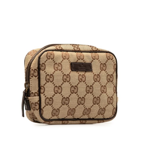 l7cjl9bad5hg0oe5 2 Gucci GG Canvas Pouch 106647 Beige Brown Canvas Leather