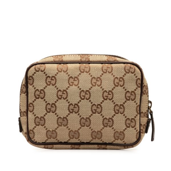 l7cjl9bad5hg0oe5 3 Gucci GG Canvas Pouch 106647 Beige Brown Canvas Leather