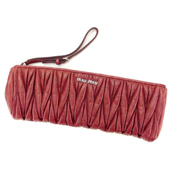 l938 Miu Miu Clutch Bag Pouch Matelasse Bordeaux