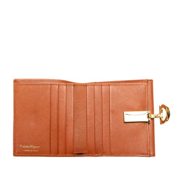 ln4tjgcamiftimun 5 Salvatore Ferragamo Gancini Bifold Wallet Brown Leather