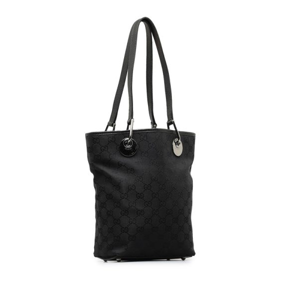 lnkutuwi6zuqfaxb 2 Gucci GG Canvas Tote Bag 120840 Black Canvas Leather