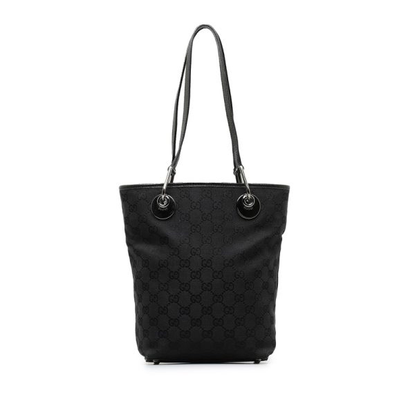 lnkutuwi6zuqfaxb 3 Gucci GG Canvas Tote Bag 120840 Black Canvas Leather