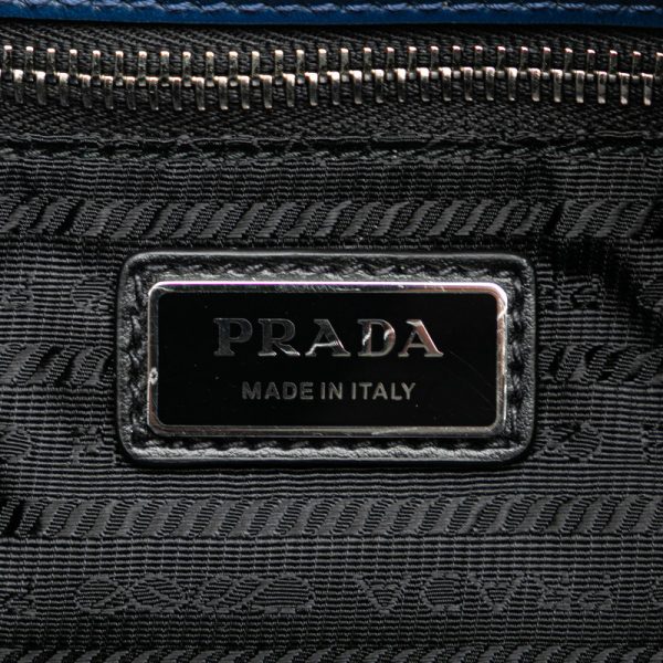 lttsmwvsywv1pkha 6 Prada Triangle Logo Vitello Dino Tote Shoulder Bag Blue