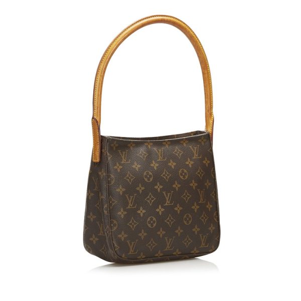 lzcszngeafvb23gi 2 Louis Vuitton Monogram Looping MM Shoulder Bag M51146 Brown PVC Leather