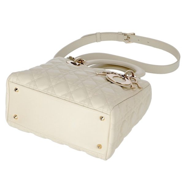 m0535onmj0001030 3 Christian Dior Lady Dior Cannage Shoulder 2Way Lambskin Bag White