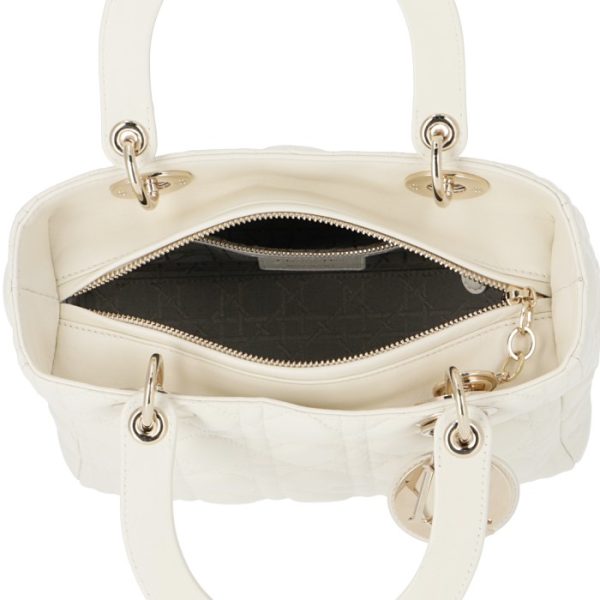 m0535onmj0001030 5 Christian Dior Lady Dior Cannage Shoulder 2Way Lambskin Bag White