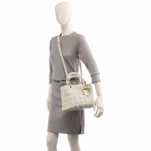 m0535onmj0001030 6 Christian Dior Lady Dior Cannage Shoulder 2Way Lambskin Bag White